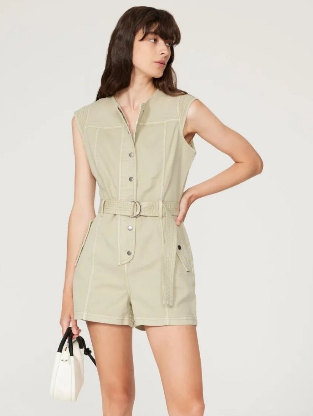 Rails Bessie romper Sage Dust light green twill shorts one piece women's medium
